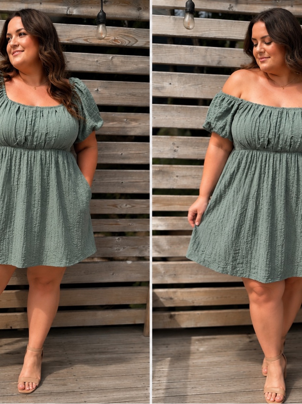 Aeropostale Sage Green Off-Shoulder Mini Dress